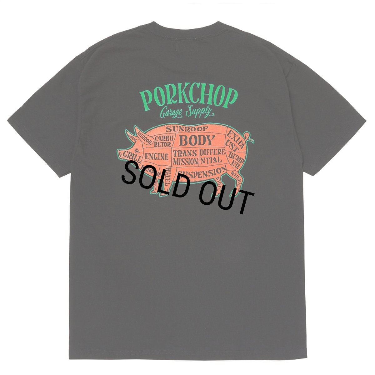 画像1: PORKCHOP/PORK BACK TEE（BLACK）［ポークバックT-26春夏］ (1)
