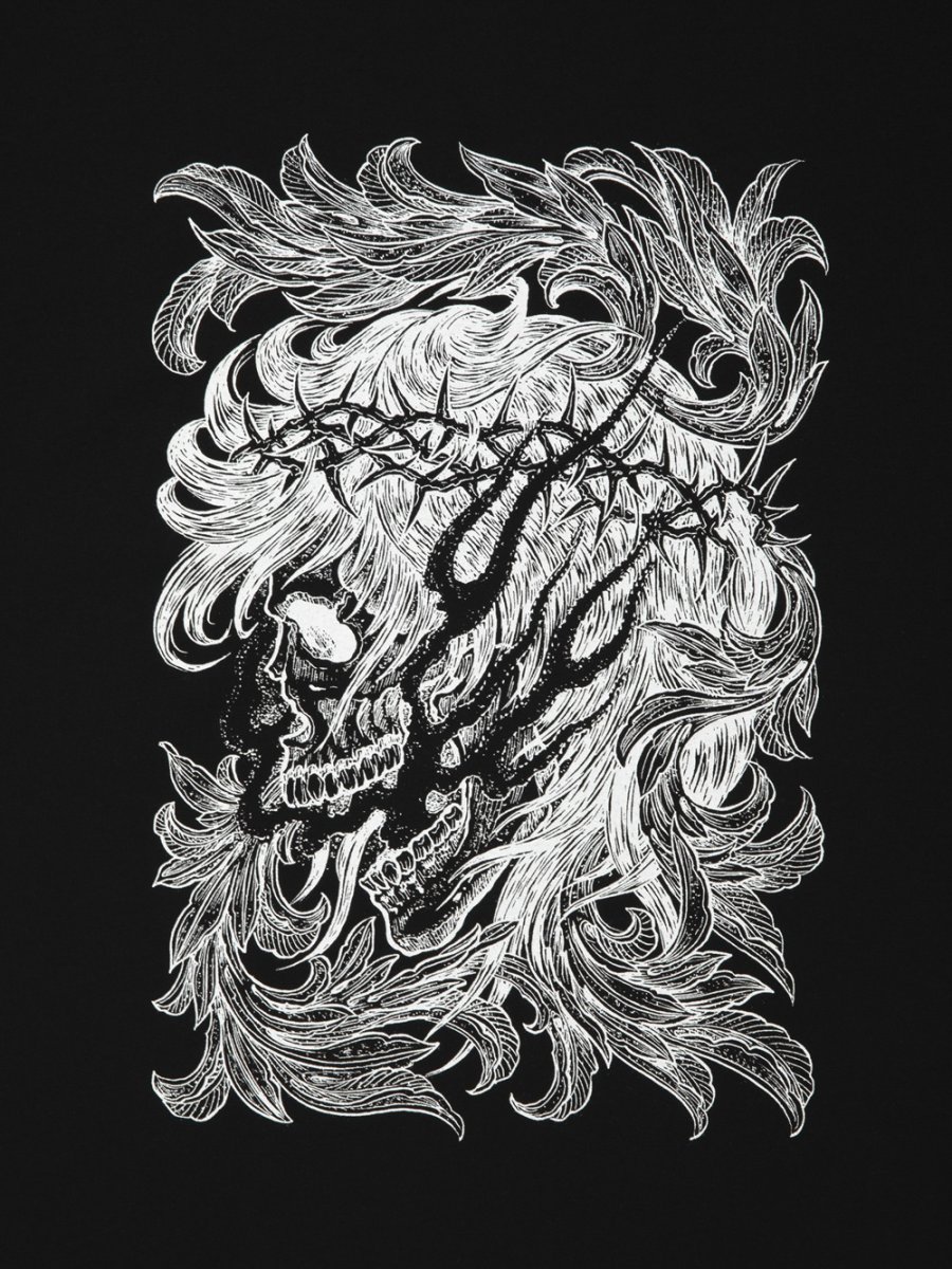 画像3: ANTIDOTE BUYERS CLUB/Pima Cotton S/S Tee（Leaf Skull）（Pure Black） (3)