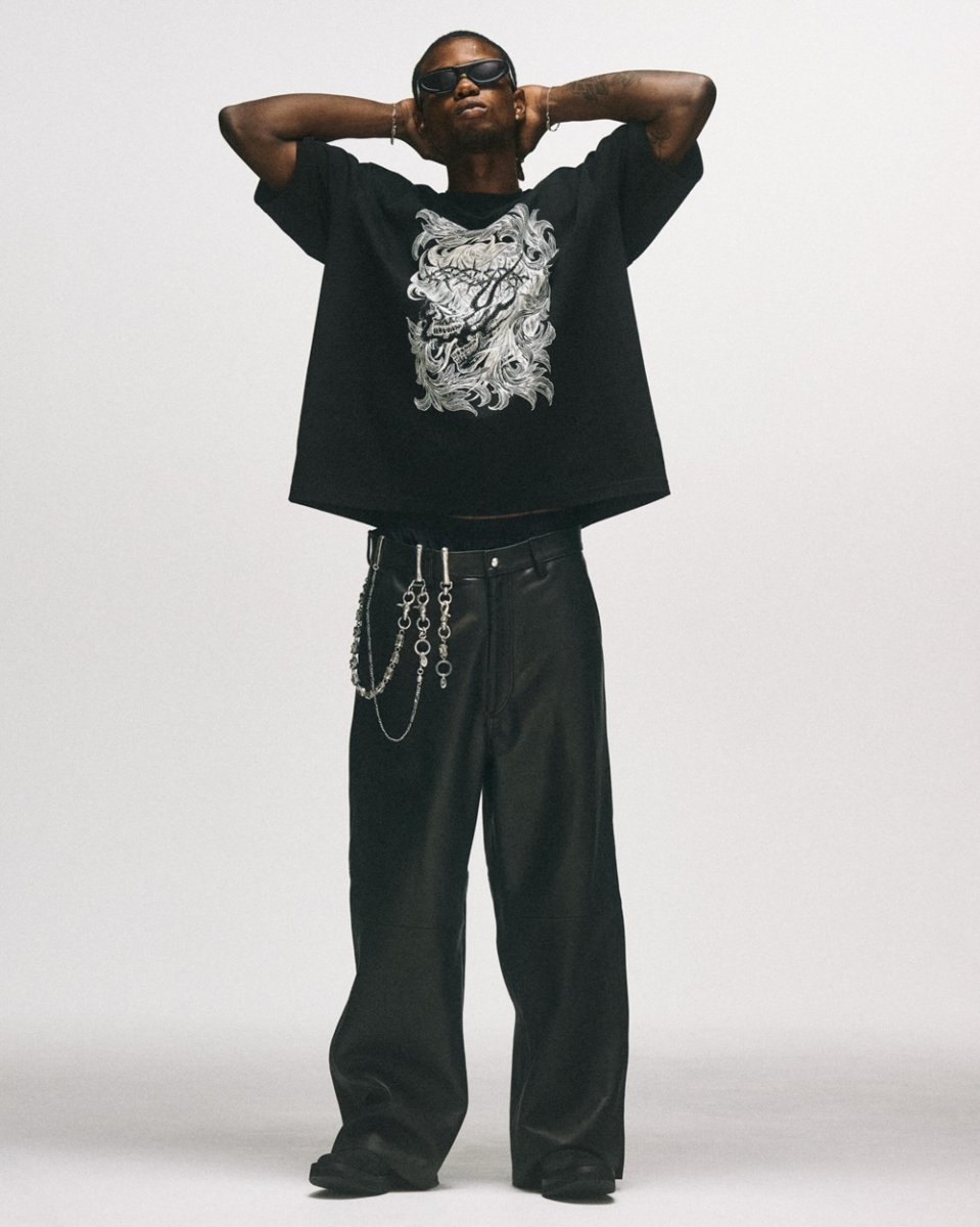 画像8: ANTIDOTE BUYERS CLUB/Pima Cotton S/S Tee（Leaf Skull）（Pure Black） (8)