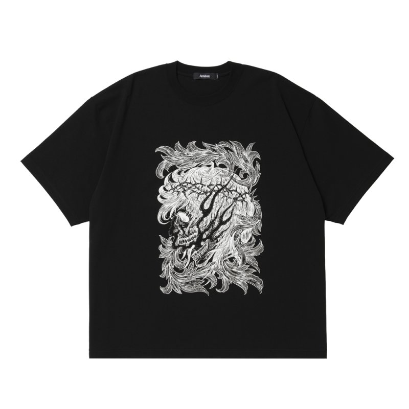 画像1: ANTIDOTE BUYERS CLUB/Pima Cotton S/S Tee(Leaf Skull)(Pure Black)