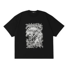 画像1: ANTIDOTE BUYERS CLUB/Pima Cotton S/S Tee（Leaf Skull）（Pure Black） (1)