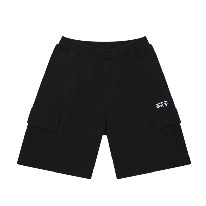 画像1: BlackEyePatch/3 LETTER OE SWEAT CARGO BAGGY SHORTS(BLACK)