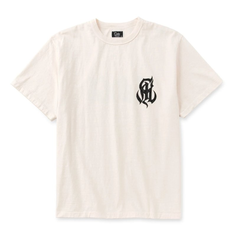 画像1: CALEE/GARMENT DYE CRACK TEE（WHITE）［プリントT-26春夏］