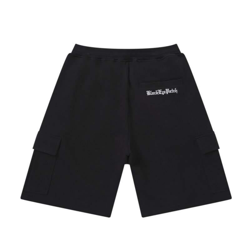 画像2: BlackEyePatch/3 LETTER OE SWEAT CARGO BAGGY SHORTS(BLACK)