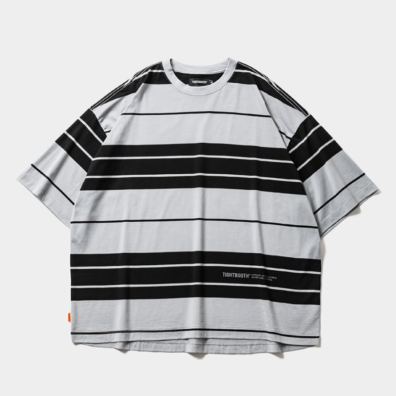 画像1: TIGHTBOOTH/BORDER S/S T-SHIRT（Gray）［ボーダーT-26夏］