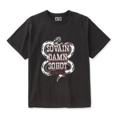 画像1: CALEE/GARMENT DYE SNAKE LOGO TEE ＜BARTHDAY WORKS DESIGN＞（INK BLACK）［プリントT-26春夏］ (1)