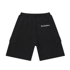画像2: BlackEyePatch/3 LETTER OE SWEAT CARGO BAGGY SHORTS（BLACK） (2)