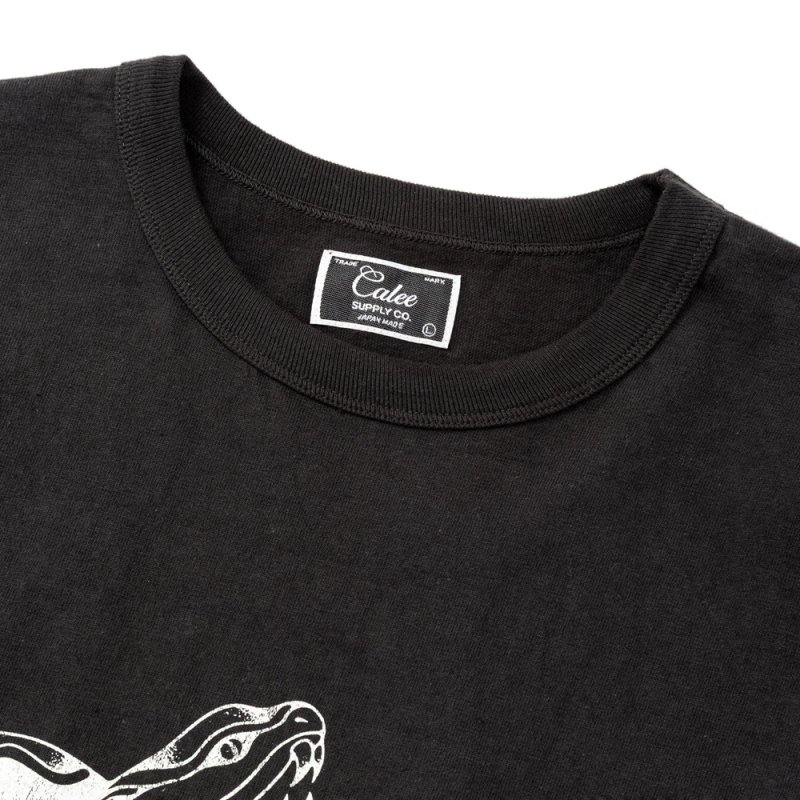 画像2: CALEE/GARMENT DYE SNAKE LOGO TEE ＜BARTHDAY WORKS DESIGN＞（INK BLACK）［プリントT-26春夏］