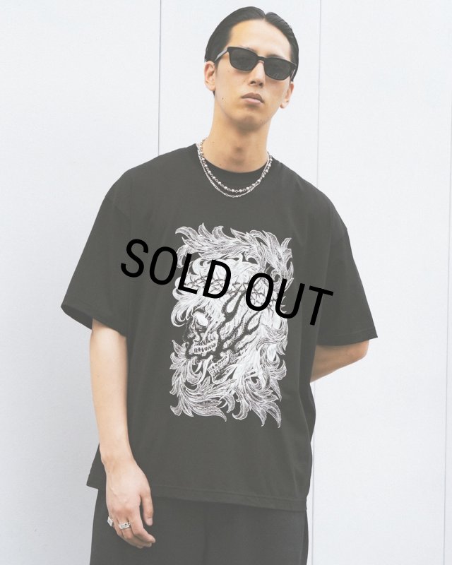 ANTIDOTE BUYERS CLUB/Pima Cotton S/S Tee（Leaf Skull）（Pure Black