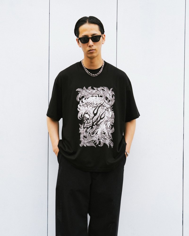 画像3: ANTIDOTE BUYERS CLUB/Pima Cotton S/S Tee(Leaf Skull)(Pure Black)