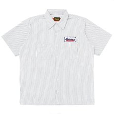 画像1: PORKCHOP/PCP WAPPEN WORK SHIRT（D.NAVY STRIPE）［PCPワッペンワークシャツ-26春夏］ (1)