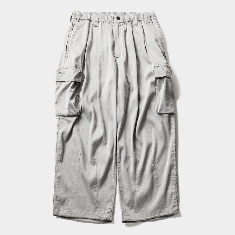 画像1: TIGHTBOOTH/STRIPE BAGGY CARGO PANTS（Gray）［ストライプバギーカーゴパンツ-26夏］