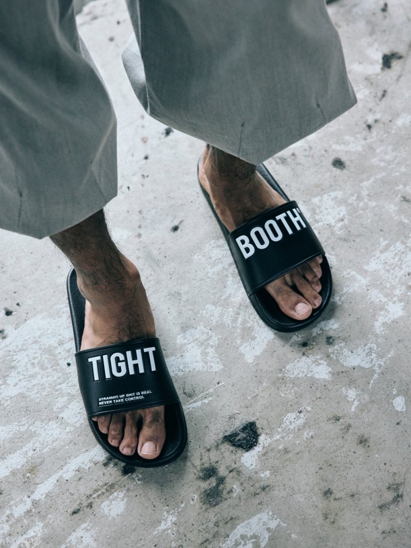 画像3: TIGHTBOOTH/BIG LABEL SLIDE SANDAL（Black）［ビッグラベルスライドサンダル-26夏］