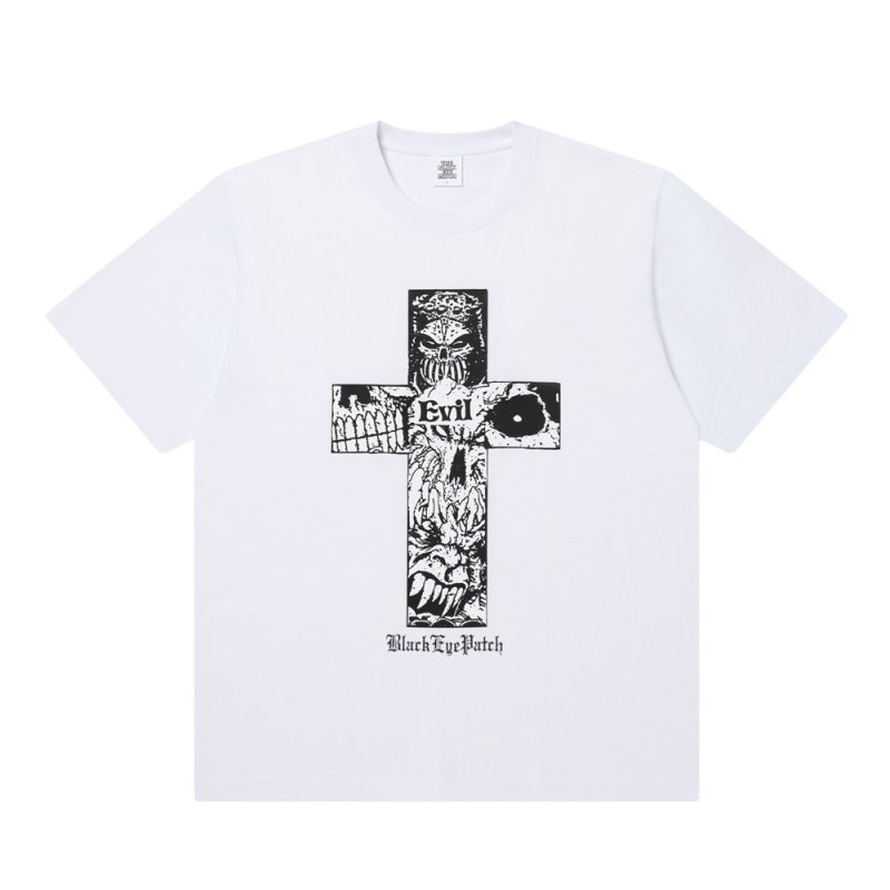 画像1: BlackEyePatch/EVIL CROSS TEE(WHITE)