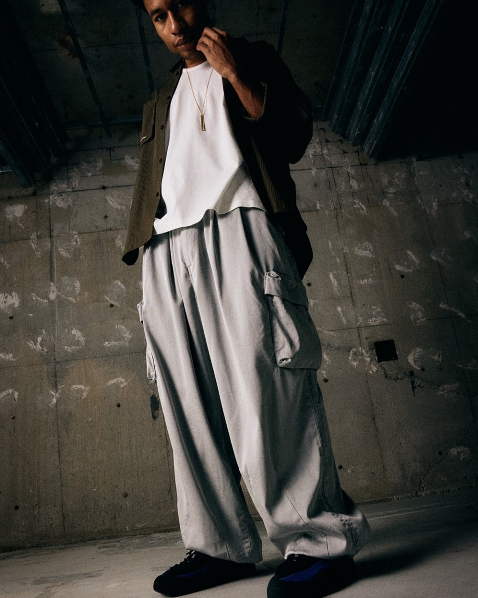画像14: TIGHTBOOTH/STRIPE BAGGY CARGO PANTS（Gray）［ストライプバギーカーゴパンツ-26夏］ (14)