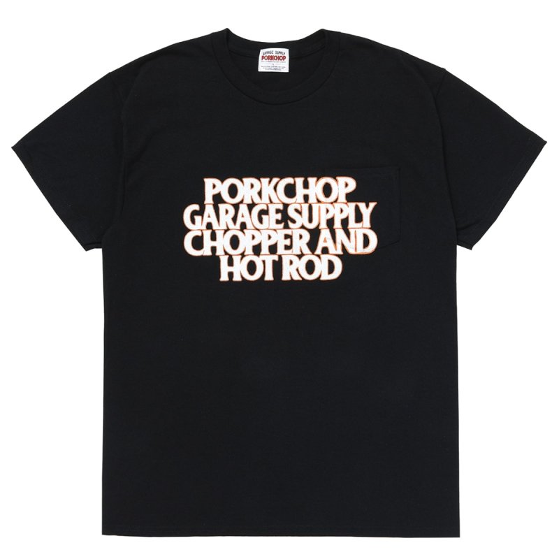 画像1: PORKCHOP/C&H LOGO POCKET TEE（BLACK）［C&HロゴポケT-26春夏］