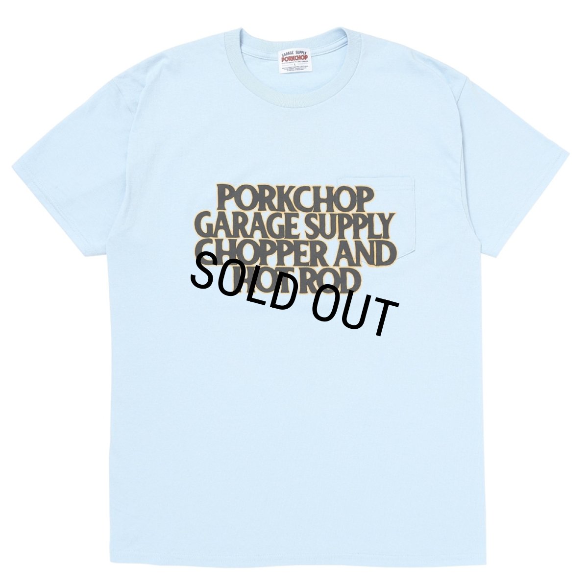 画像1: PORKCHOP/C&H LOGO POCKET TEE（LIGHT BLUE）［C&HロゴポケT-26春夏］ (1)