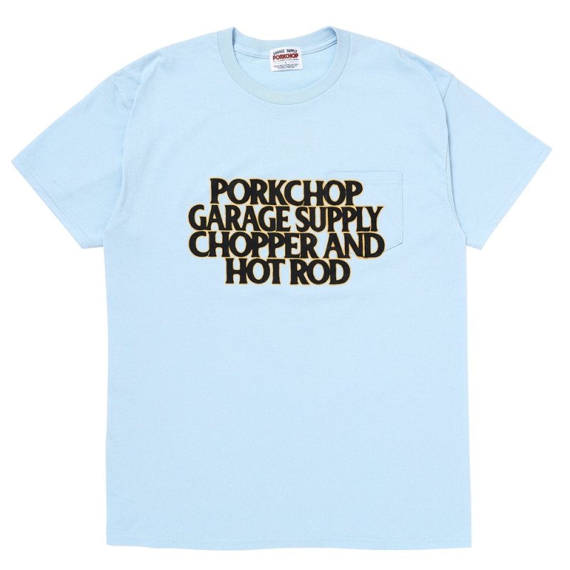 画像1: PORKCHOP/C&H LOGO POCKET TEE（LIGHT BLUE）［C&HロゴポケT-26春夏］