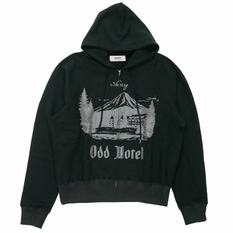 画像1: DAIRIKU/"Odd Hotel" Silk-Cotton Zip Up Hoodie（Black）［スウェットジップアップフーディー-26秋冬］