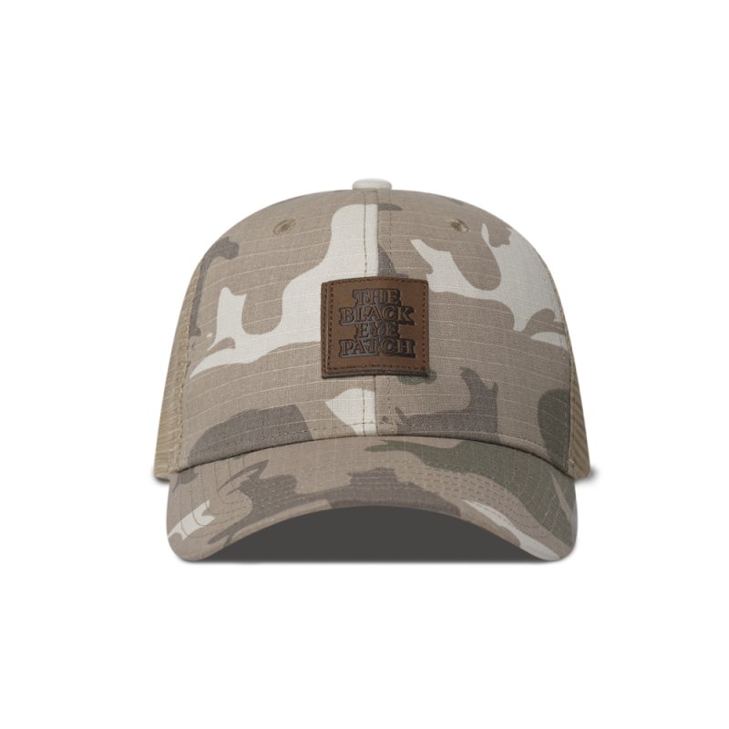 画像1: BlackEyePatch/LEATHER PATCHED MESH CAP（SAND CAMO）