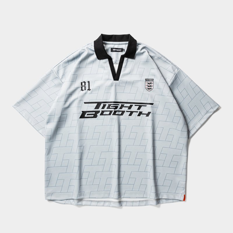 画像1: TIGHTBOOTH/JERSEY OPEN POLO（Gray）［ジャージオープンポロ-26夏］