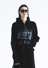 画像4: DAIRIKU/"Odd Hotel" Silk-Cotton Zip Up Hoodie（Black）［スウェットジップアップフーディー-26秋冬］ (4)