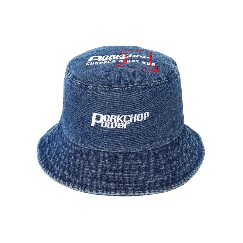 画像1: PORKCHOP/P POWER DENIM BUCKET HAT（DARK BLUE）［デニムバケットハット-26秋冬］