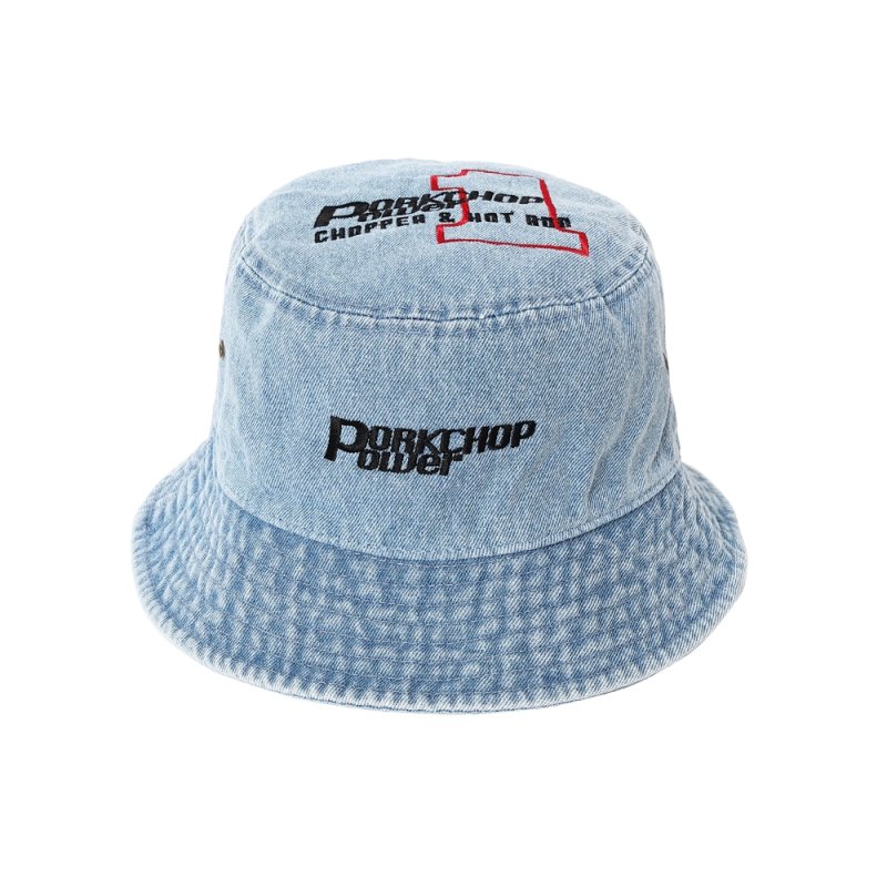 画像1: PORKCHOP/P POWER DENIM BUCKET HAT（LIGHT BLUE）［デニムバケットハット-26秋冬］