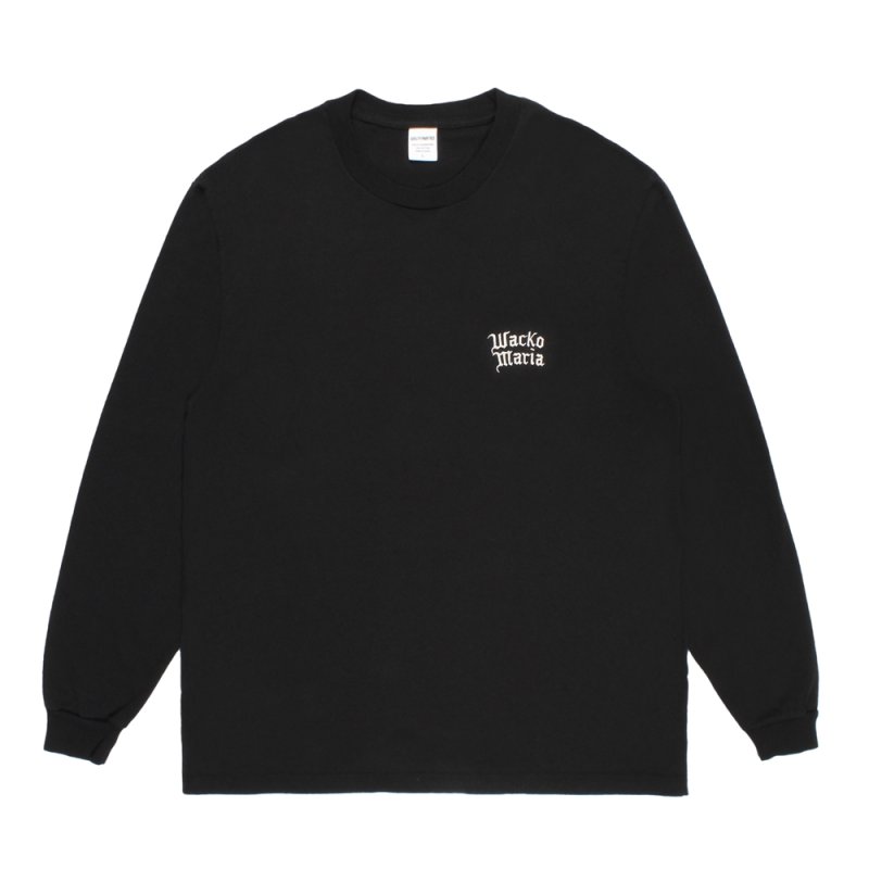 画像1: WACKO MARIA/WASHED HEAVY WEIGHT LONG SLEEVE T-SHIRT（BLACK）［刺繍+プリント長袖T-26秋冬］