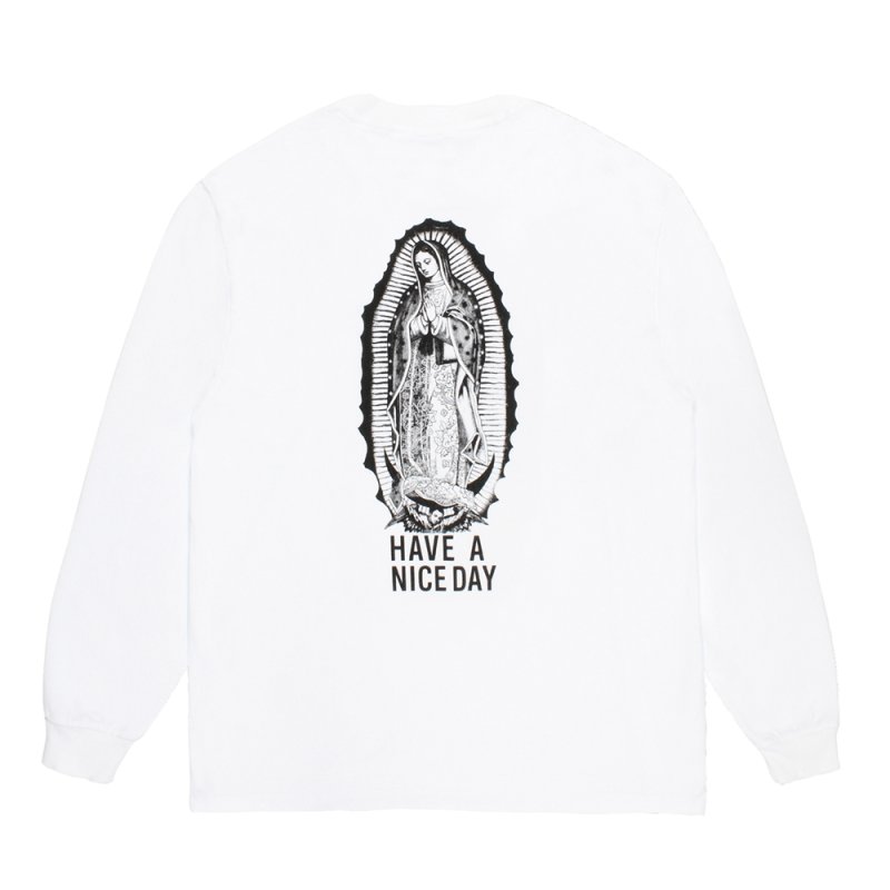 画像2: WACKO MARIA/WASHED HEAVY WEIGHT LONG SLEEVE T-SHIRT（WHITE）［刺繍+プリント長袖T-26秋冬］