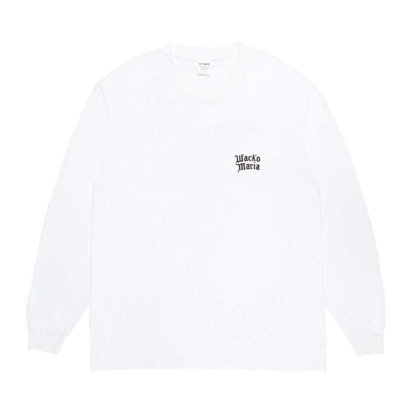 画像1: WACKO MARIA/WASHED HEAVY WEIGHT LONG SLEEVE T-SHIRT（WHITE）［刺繍+プリント長袖T-26秋冬］