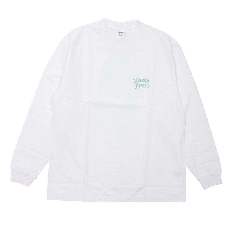 画像1: WACKO MARIA/WASHED HEAVY WEIGHT LONG SLEEVE T-SHIRT（WHITE）［刺繍+プリント長袖T-26秋冬］