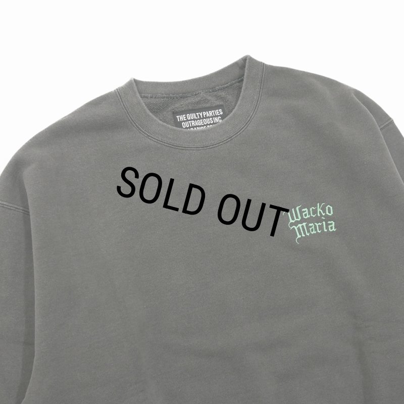 WACKO MARIA/WASHED HEAVY WEIGHT SWEAT SHIRT（GRAY）［クルーネック