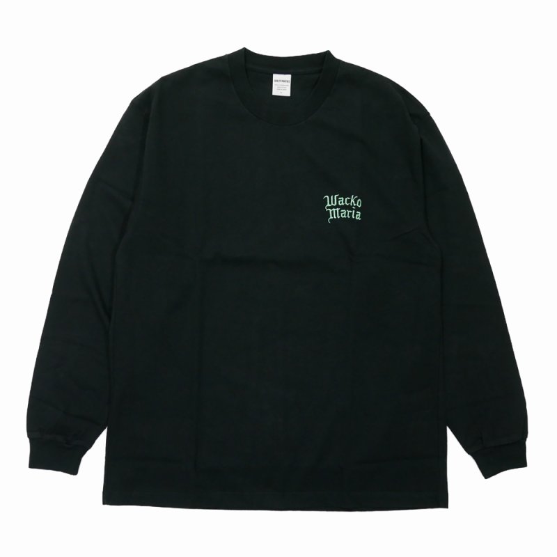 画像1: WACKO MARIA/WASHED HEAVY WEIGHT LONG SLEEVE T-SHIRT（BLACK）［刺繍+プリント長袖T-26秋冬］