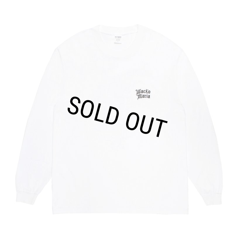 WACKO MARIA/WASHED HEAVY WEIGHT LONG SLEEVE T-SHIRT（WHITE）［刺繍