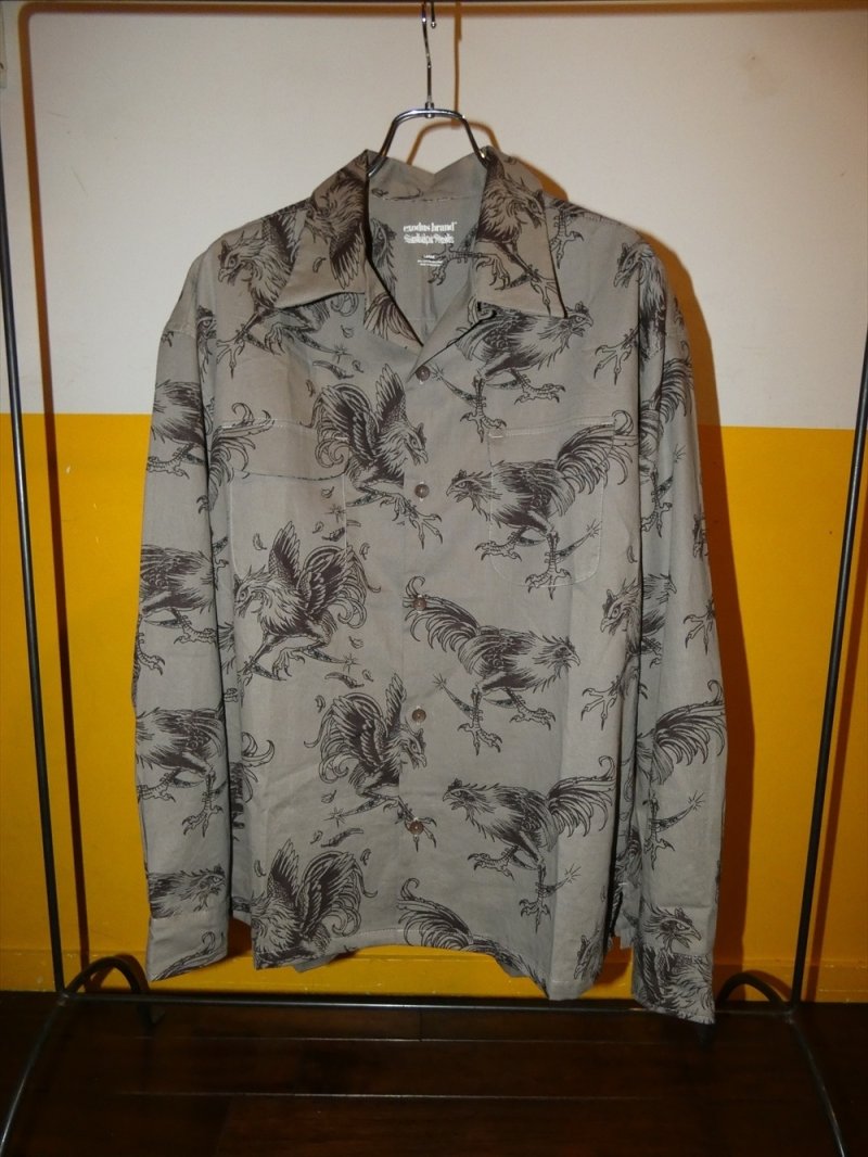画像2: exodus brand/COCKFIGHTING SOUVENIR L/S HAWAIIAN SHIRT（BEIGE）［ハワイアンシャツ-26秋冬］