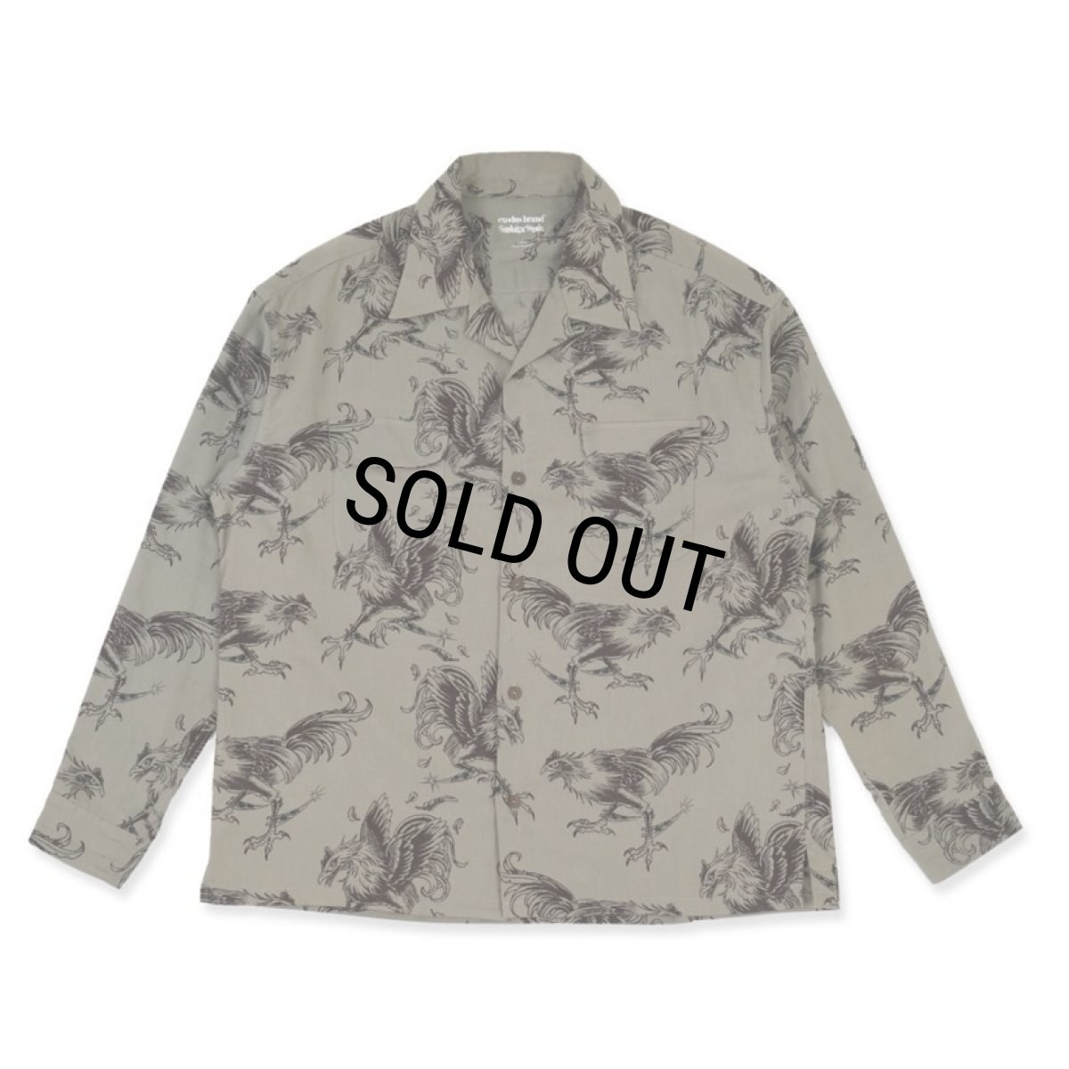画像1: exodus brand/COCKFIGHTING SOUVENIR L/S HAWAIIAN SHIRT（BEIGE）［ハワイアンシャツ-26秋冬］ (1)