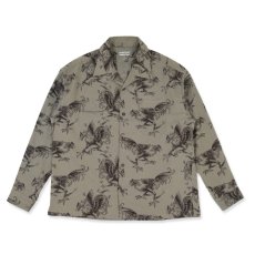 画像1: exodus brand/COCKFIGHTING SOUVENIR L/S HAWAIIAN SHIRT（BEIGE）［ハワイアンシャツ-26秋冬］ (1)