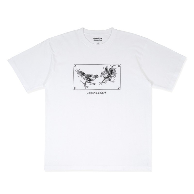 画像1: exodus brand/COCKFIGHTING SOUVENIR T SHIRT（WHITE）［プリントT-26秋冬］