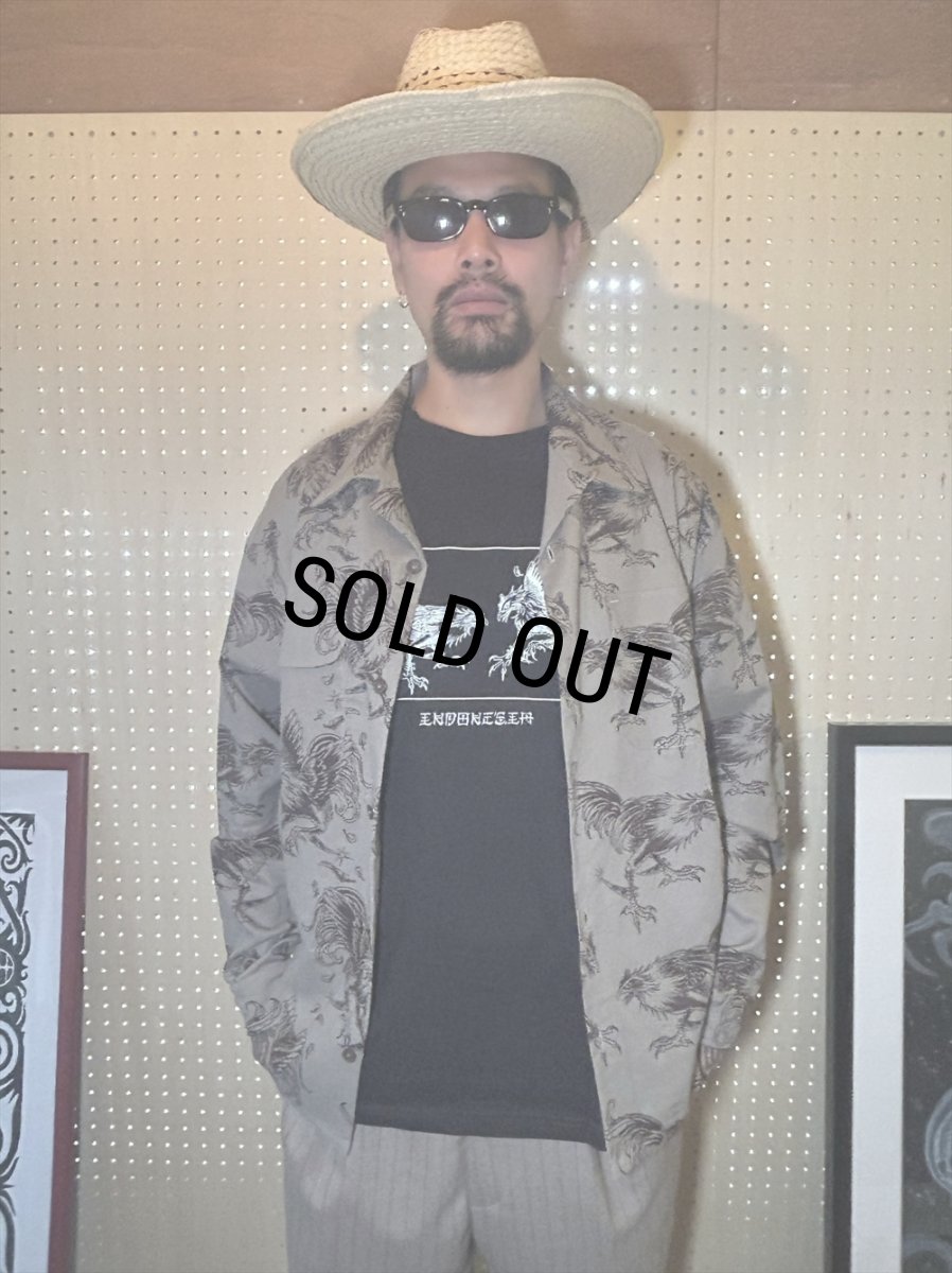 画像4: exodus brand/COCKFIGHTING SOUVENIR L/S HAWAIIAN SHIRT（BEIGE）［ハワイアンシャツ-26秋冬］ (4)