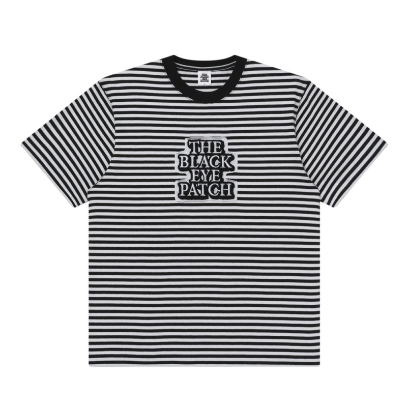 画像1: BlackEyePatch/OG LABEL PATCHED STRIPE HEAVYWEIGHT TEE(WHITE/BLACK)