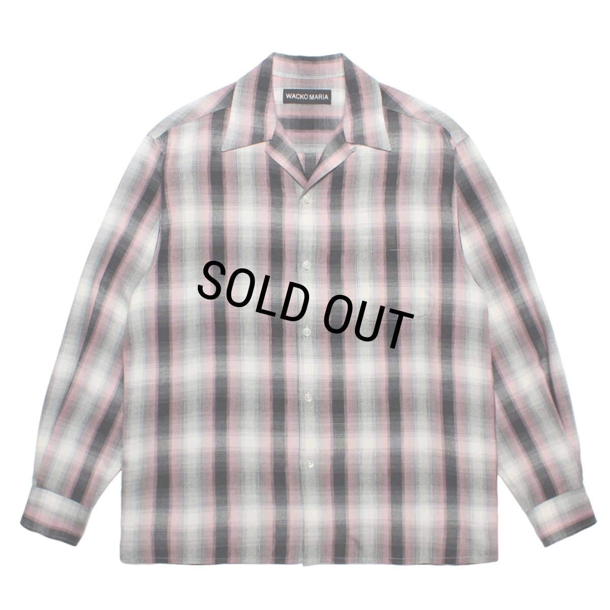 画像1: WACKO MARIA/OMBRE CHECK OPEN COLLAR SHIRT（PINK）［オンブレチェックオープンカラーシャツ-26秋冬］ (1)