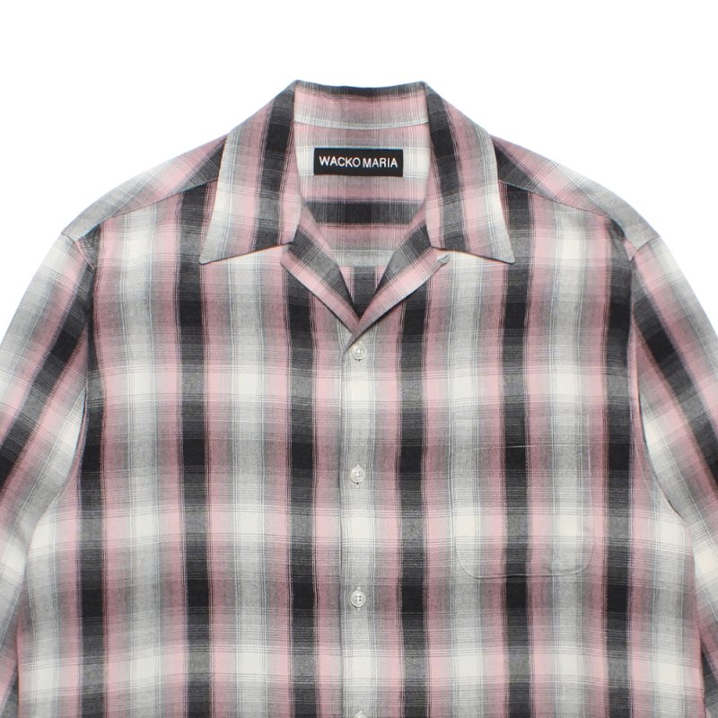 画像2: WACKO MARIA/OMBRE CHECK OPEN COLLAR SHIRT（PINK）［オンブレチェックオープンカラーシャツ-26秋冬］