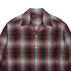 画像2: WACKO MARIA/OMBRE CHECK OPEN COLLAR SHIRT（RED）［オンブレチェックオープンカラーシャツ-26秋冬］ (2)