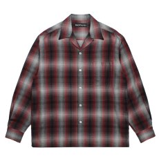 画像1: WACKO MARIA/OMBRE CHECK OPEN COLLAR SHIRT（RED）［オンブレチェックオープンカラーシャツ-26秋冬］ (1)