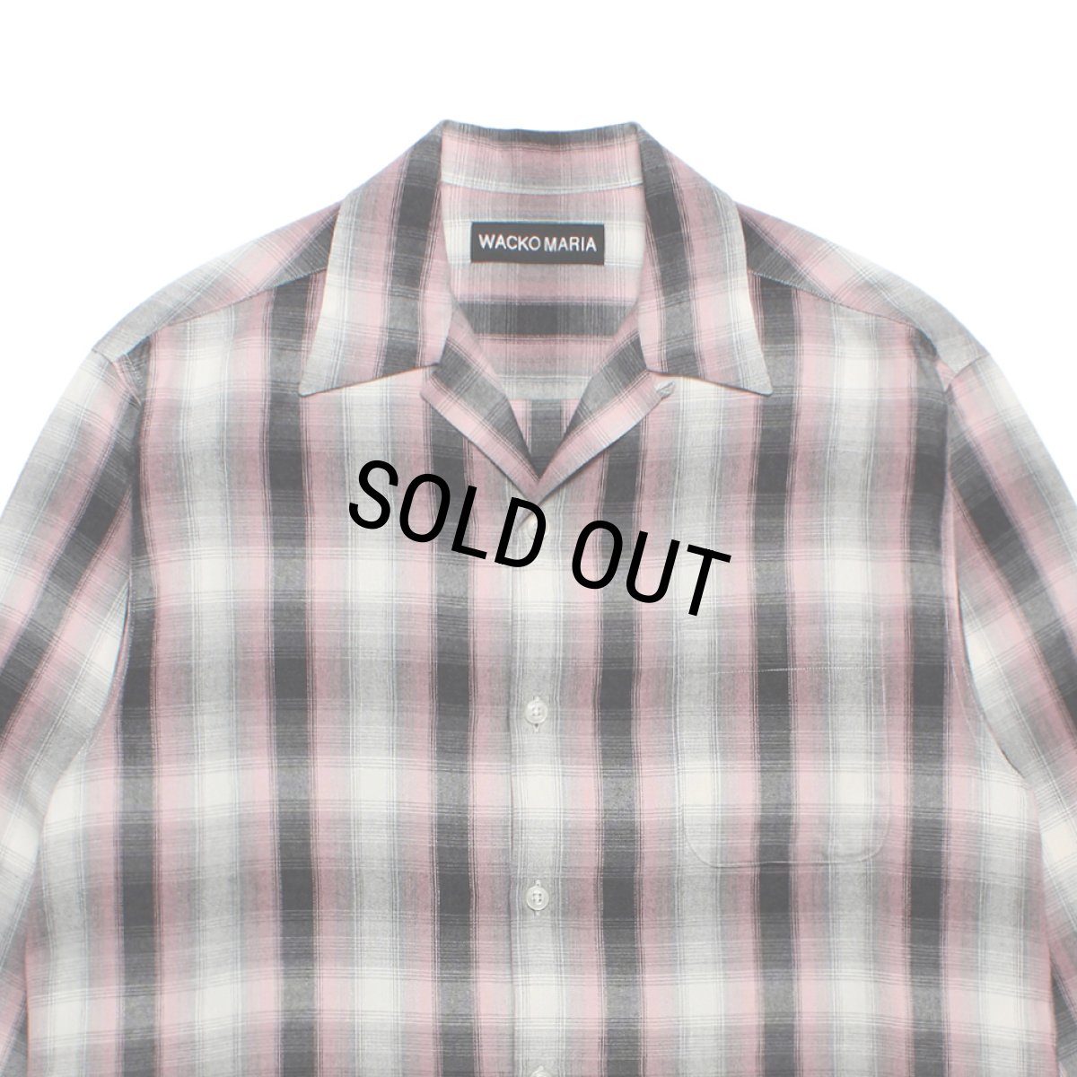 画像2: WACKO MARIA/OMBRE CHECK OPEN COLLAR SHIRT（PINK）［オンブレチェックオープンカラーシャツ-26秋冬］ (2)