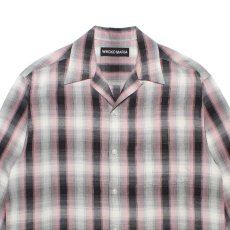 画像2: WACKO MARIA/OMBRE CHECK OPEN COLLAR SHIRT（PINK）［オンブレチェックオープンカラーシャツ-26秋冬］ (2)