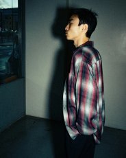 画像4: WACKO MARIA/OMBRE CHECK OPEN COLLAR SHIRT（RED）［オンブレチェックオープンカラーシャツ-26秋冬］ (4)