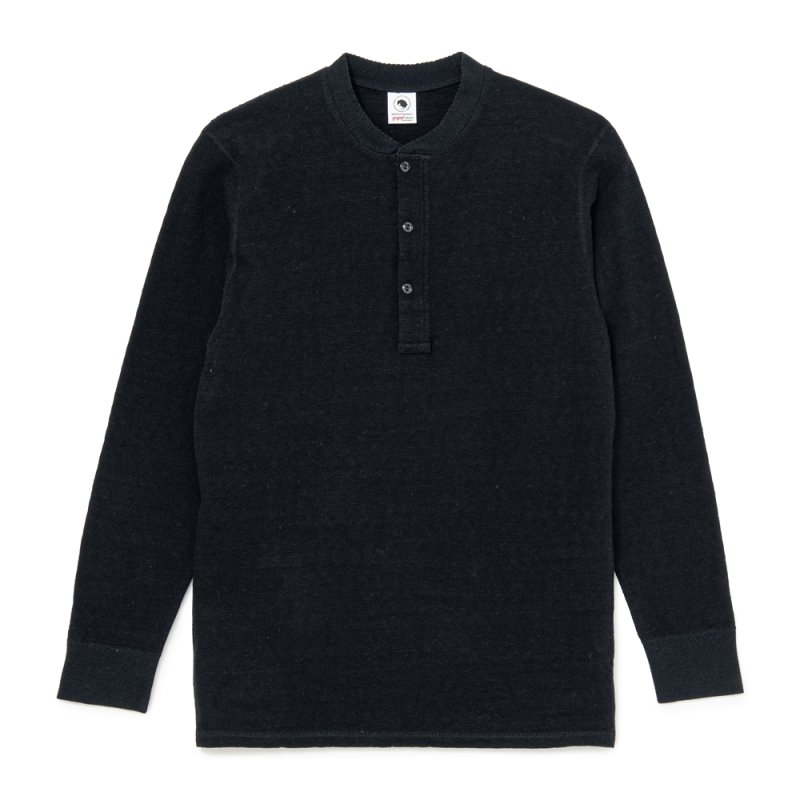 画像1: RATS/HENLEY NECK L/S TEE（BLACK）［ヘンリーネック長袖T-26秋冬］