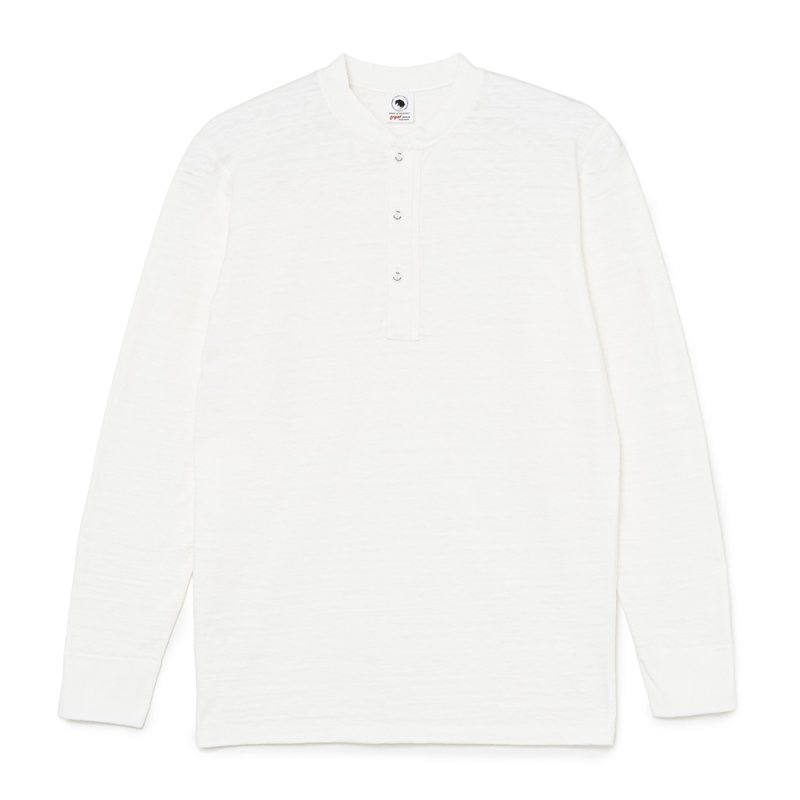 画像1: RATS/HENLEY NECK L/S TEE（WHITE）［ヘンリーネック長袖T-26秋冬］